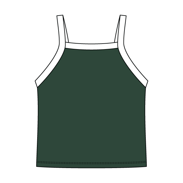 Square High Neck Rib Spaghetti Tank