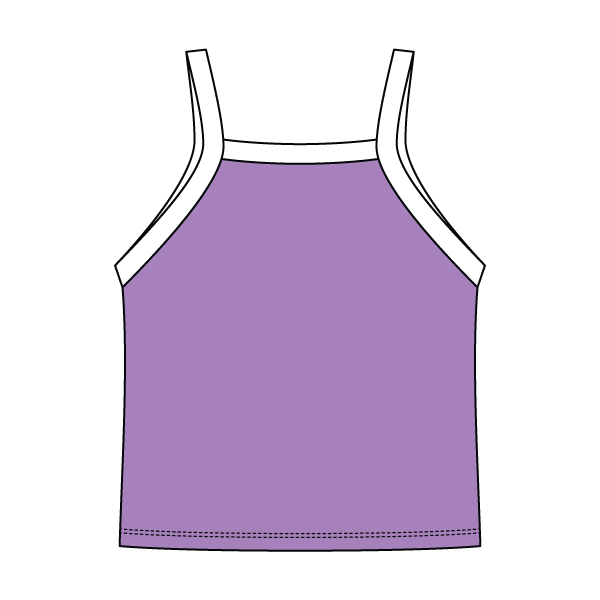 Square High Neck Rib Spaghetti Tank