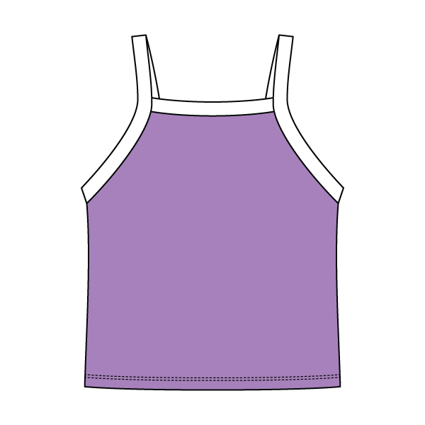 Square High Neck Rib Spaghetti Tank