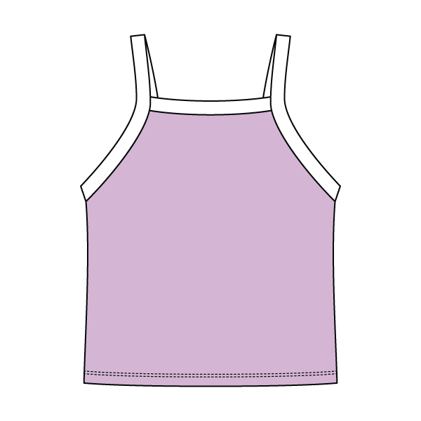 Square High Neck Rib Spaghetti Tank