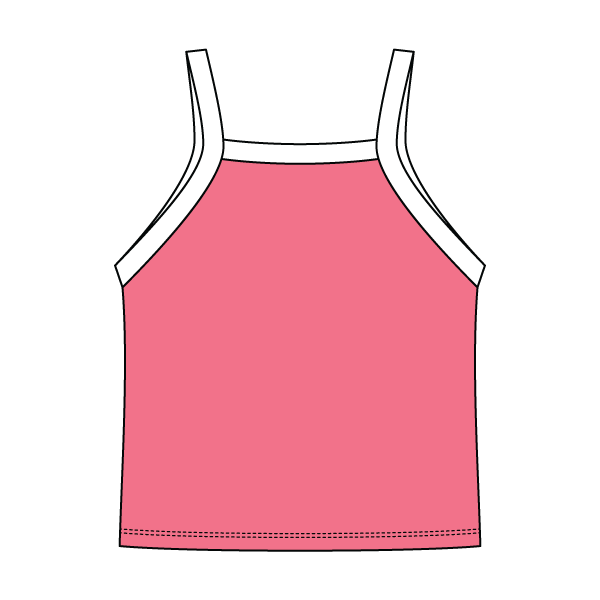 Square High Neck Rib Spaghetti Tank