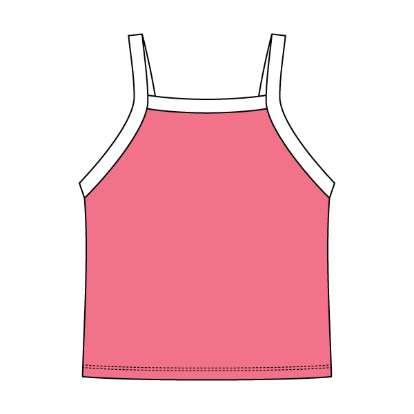 Square High Neck Rib Spaghetti Tank