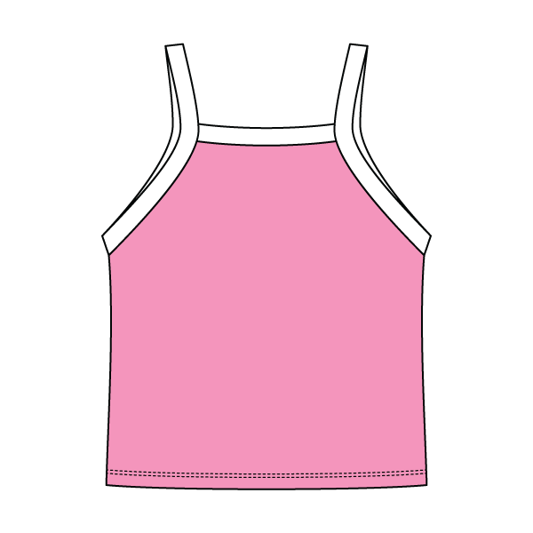 Square High Neck Rib Spaghetti Tank