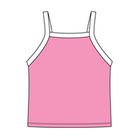 Square High Neck Rib Spaghetti Tank