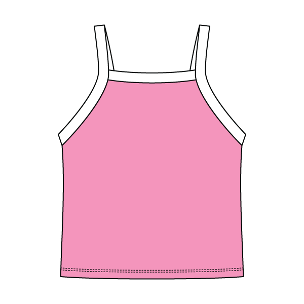 Square High Neck Rib Spaghetti Tank