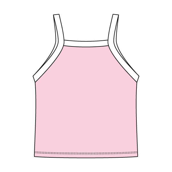 Square High Neck Rib Spaghetti Tank