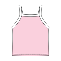 Square High Neck Rib Spaghetti Tank