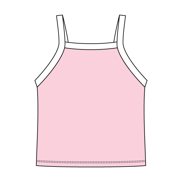 Square High Neck Rib Spaghetti Tank