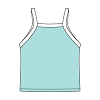 Square High Neck Rib Spaghetti Tank
