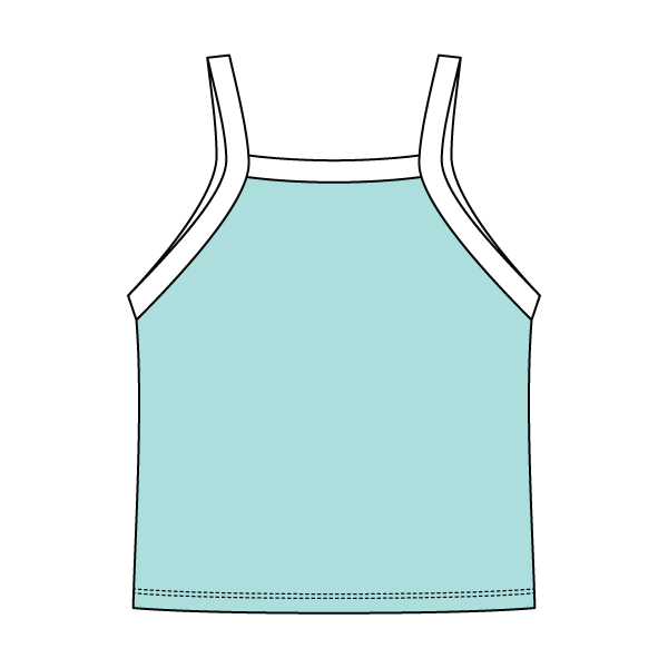 Square High Neck Rib Spaghetti Tank