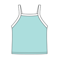 Square High Neck Rib Spaghetti Tank