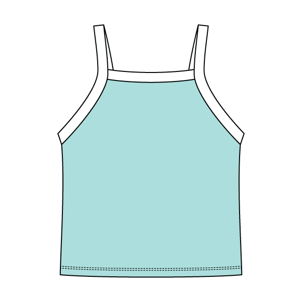 Square High Neck Rib Spaghetti Tank