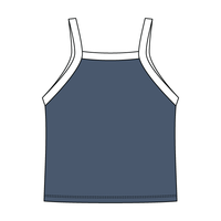 Square High Neck Rib Spaghetti Tank