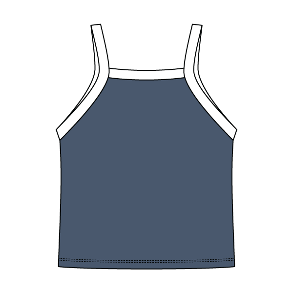 Square High Neck Rib Spaghetti Tank