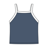 Square High Neck Rib Spaghetti Tank