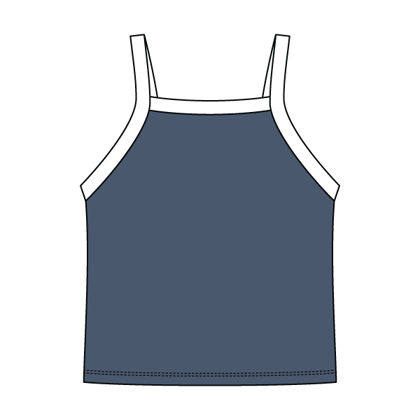 Square High Neck Rib Spaghetti Tank
