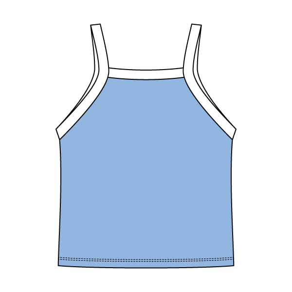 Square High Neck Rib Spaghetti Tank