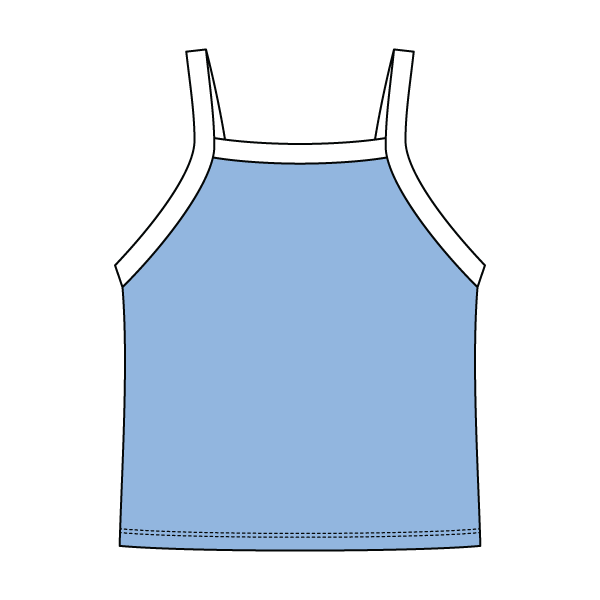 Square High Neck Rib Spaghetti Tank