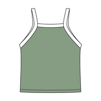 Square High Neck Rib Spaghetti Tank
