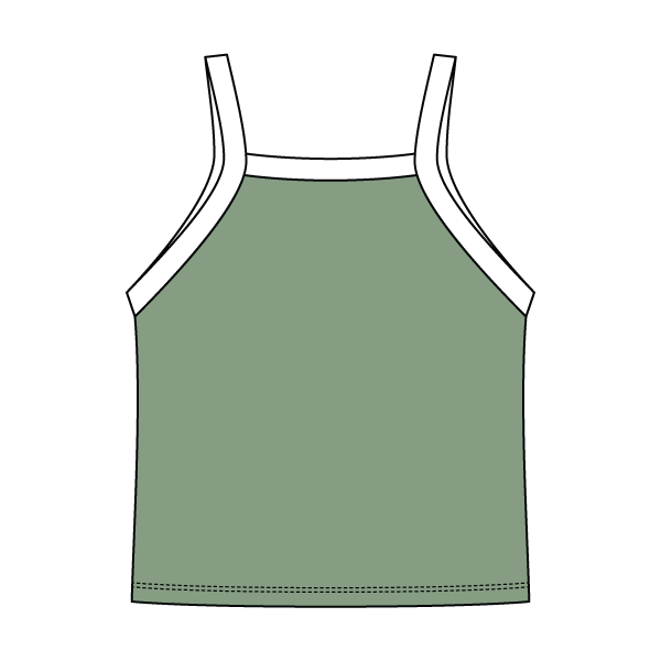 Square High Neck Rib Spaghetti Tank