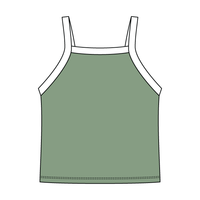 Square High Neck Rib Spaghetti Tank