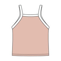 Square High Neck Rib Spaghetti Tank