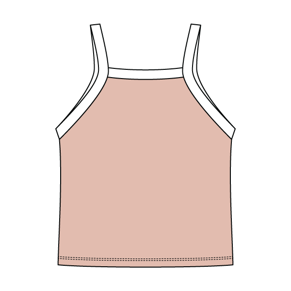 Square High Neck Rib Spaghetti Tank