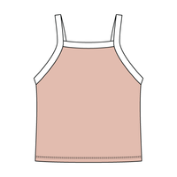 Square High Neck Rib Spaghetti Tank