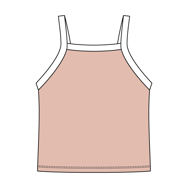 Square High Neck Rib Spaghetti Tank