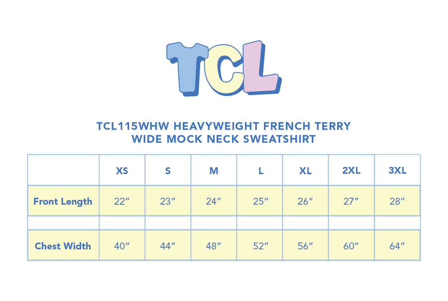 Size chart for Striped Daydream Full Length Mock Sweatshirt
