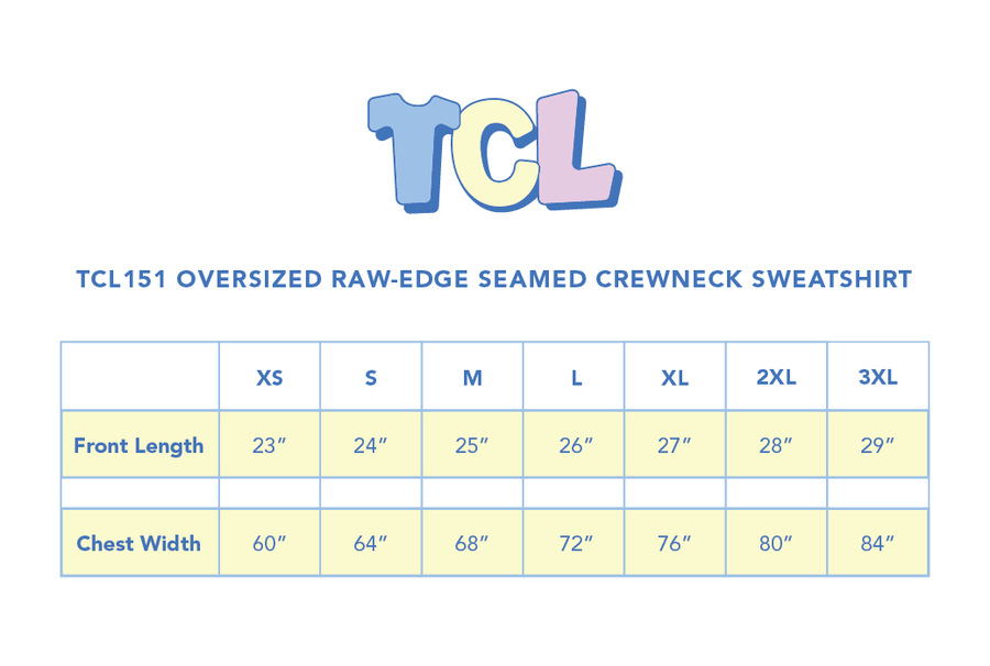 Size chart for Heritage Pullover Crewneck
