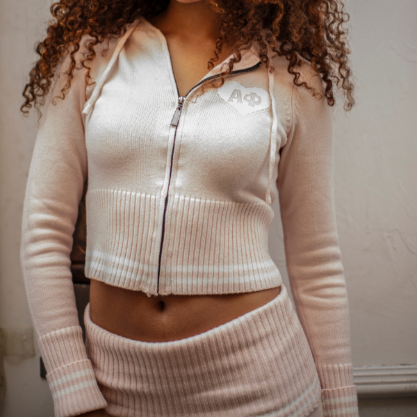 Sugar Cozy Sweater Knit Zip-Up Crop Hoodie