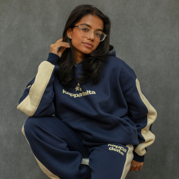 Drop Cut Fleece Hoodie with Paneled Sleeves