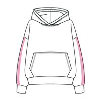 Drop Cut Fleece Hoodie with Paneled Sleeves