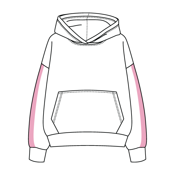 Drop Cut Fleece Hoodie with Paneled Sleeves