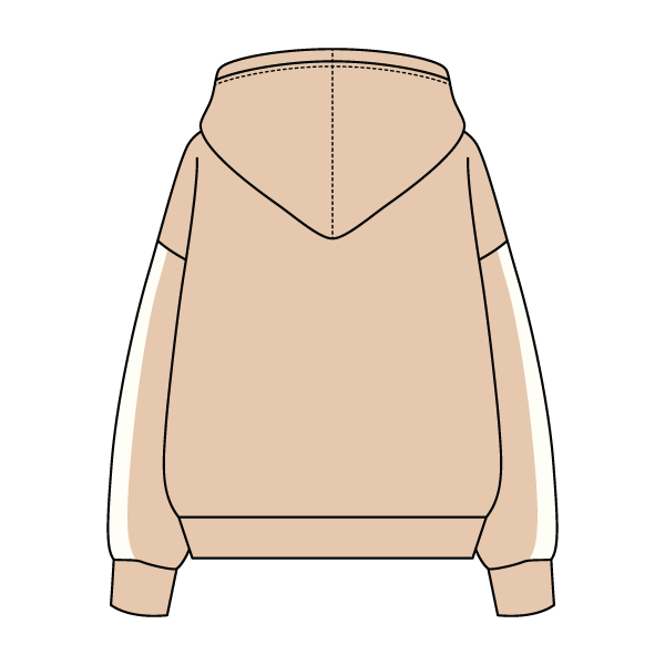 Drop Cut Fleece Hoodie with Paneled Sleeves