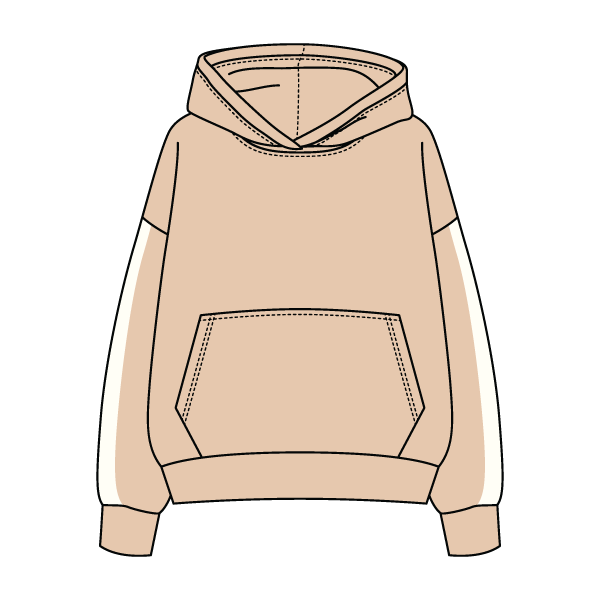Drop Cut Fleece Hoodie with Paneled Sleeves