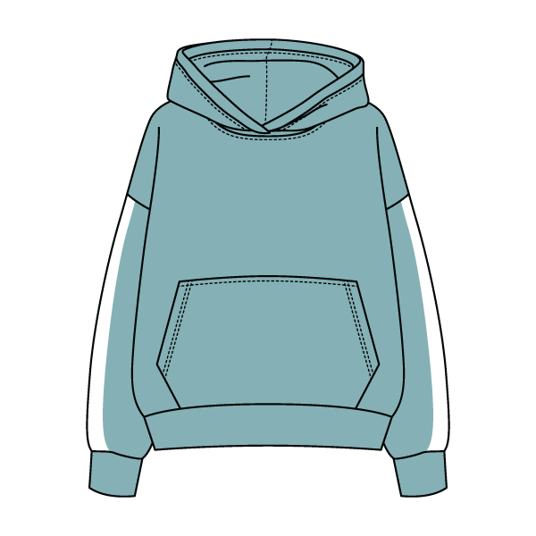 Drop Cut Fleece Hoodie with Paneled Sleeves
