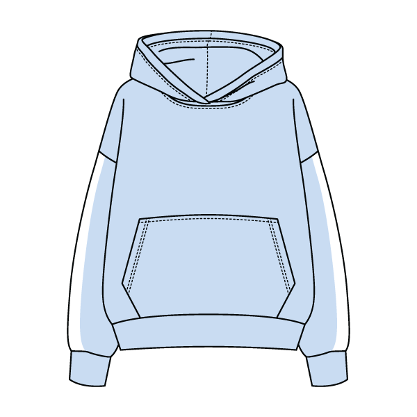 Drop Cut Fleece Hoodie with Paneled Sleeves
