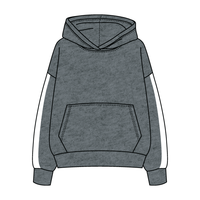 Drop Cut Fleece Hoodie with Paneled Sleeves