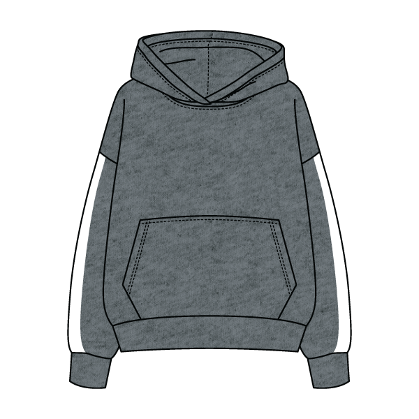 Drop Cut Fleece Hoodie with Paneled Sleeves