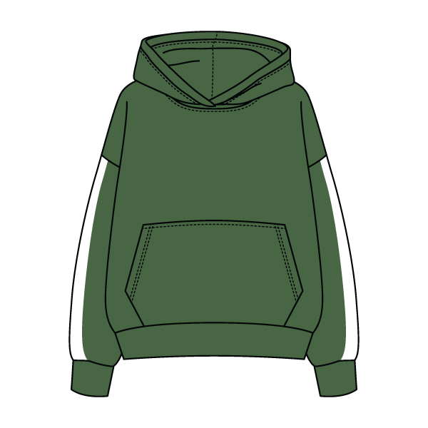 Drop Cut Fleece Hoodie with Paneled Sleeves