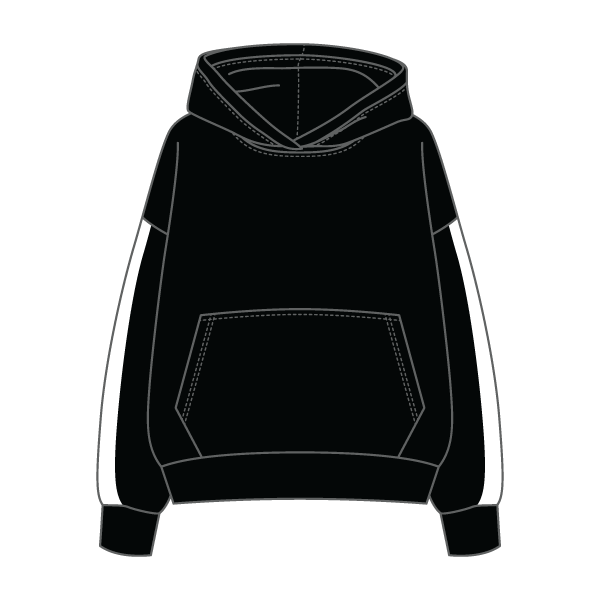 Drop Cut Fleece Hoodie with Paneled Sleeves