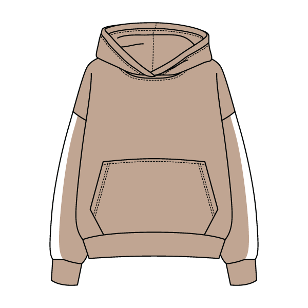 Drop Cut Fleece Hoodie with Paneled Sleeves
