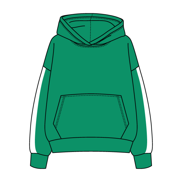Drop Cut Fleece Hoodie with Paneled Sleeves