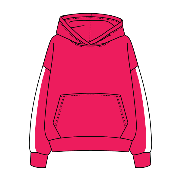 Drop Cut Fleece Hoodie with Paneled Sleeves