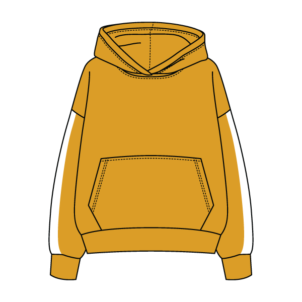 Drop Cut Fleece Hoodie with Paneled Sleeves
