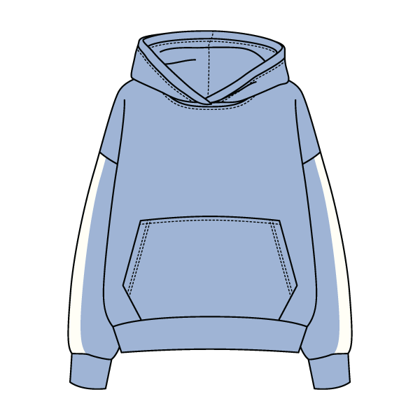 Drop Cut Fleece Hoodie with Paneled Sleeves