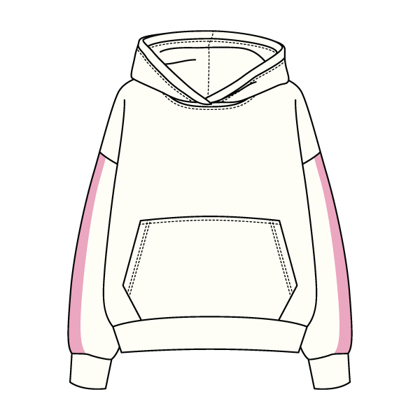 Drop Cut Fleece Hoodie with Paneled Sleeves