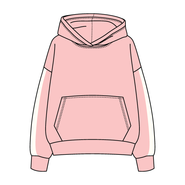 Drop Cut Fleece Hoodie with Paneled Sleeves